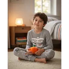 PIJAMA INFANTIL MASCULINO ESQUELETO COM PUNHO MESCLA
