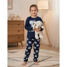 Pijama Infantil Feminino Inverno Coala - Hey Kids Azul