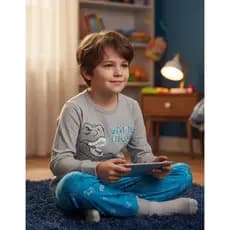 Pijama Infantil Masculino Inverno Game Night - Hey Kids Mescla BRILHA NO ESCURO