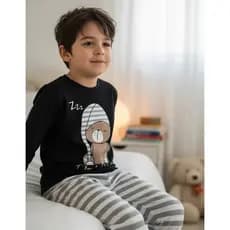 PIJAMA INFANTIL MASCULINO GOOD NIGHT COM PUNHO PRETO