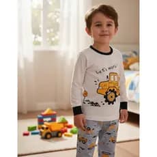 Pijama Infantil Masculino Inverno Let's Work - Hey Kids Branco
