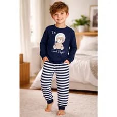 PIJAMA INFANTIL MASCULINO GOOD NIGHT COM PUNHO AZUL