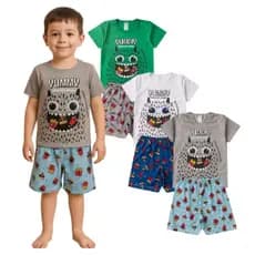 Pijama Infantil Masculino Verão Yummy - Hey Kids - Verde