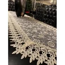Caminho de Mesa 1,20m Trilho Bordado de Renda Guipir Luxo Elegante Decorativo