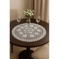 Centro de Mesa Redondo 60cm Toalha Decorativa Bordada Tapete de Bandeja Aparador