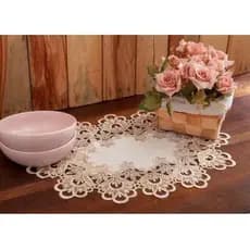 Centro de Mesa Retangular Toalha para Bandeja com Bordado Renda Guipir 30x45cm