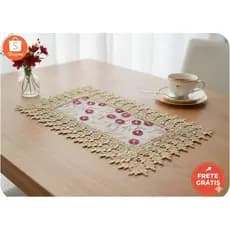 Toalha De Bandeja 28x43cm com Renda Guipir - Jogo Americano Elegante Mesa Posta