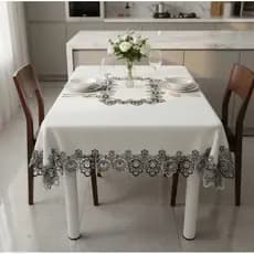 Toalha de Mesa Retangular 6 Lugares 1.40x1.80 Renda Guipir Bordada Luxo Elegante
