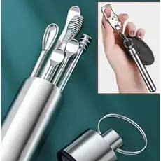 Kit 6 pcs de ferramentas portáteis de aço inoxidável para limpeza de ouvidos.