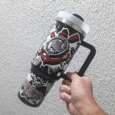 Copo Térmico Corinthians Edição Limitada Black Master 1200ml Copão Timão DTF