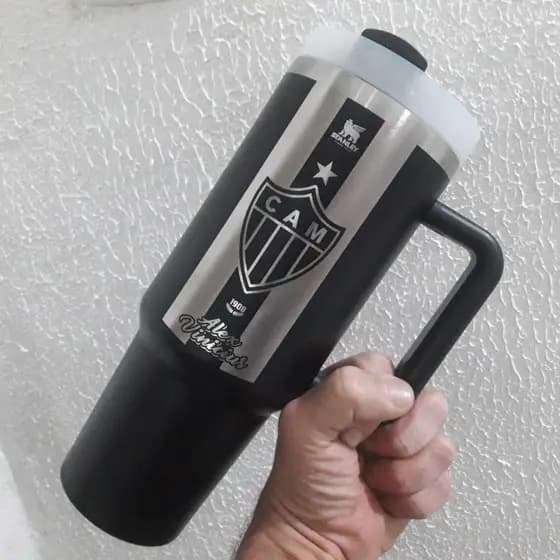 Copão do Galo Atlético Mineiro Personalizado com Seu Nome Black 1200ml Gravado a Laser Copo Térmico
