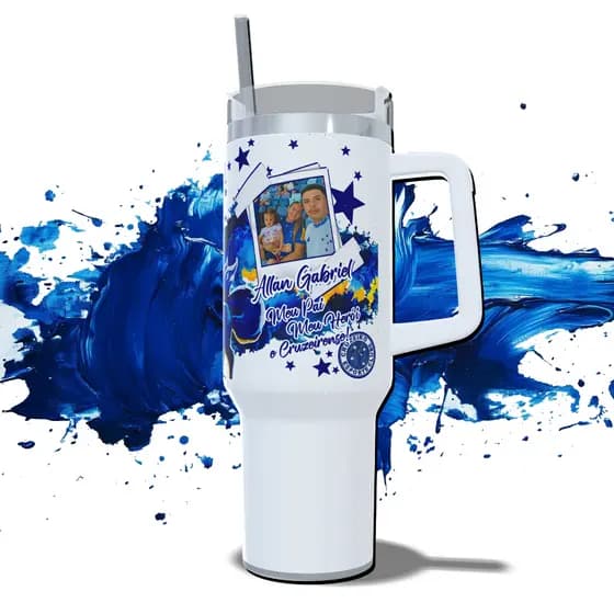 Copo Cruzeiro 360° Personalizado Com Nome e Foto Presente Dia dos Pais Térmico 1200ml DTF UV