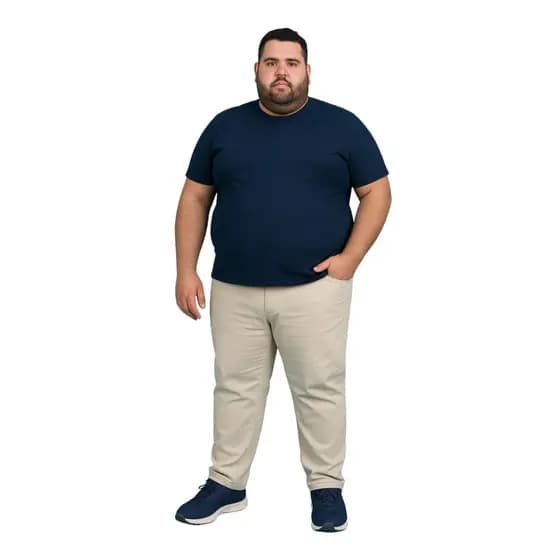Calça de Sarja Plus Size  Masculina Alfaiataria Sport fino Casual Com Elastano