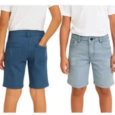 KIT 2 SHORTS SARJA MASCULINOS BERMUDA JEANS JUVENIL