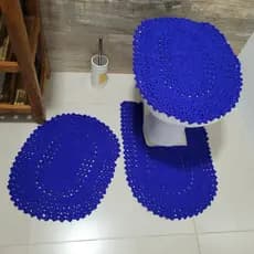 Jogo de Banheiro, Tapete Em Crochê com 3 Peças, Variedade de Cores, Feito a Mão Varias Cores