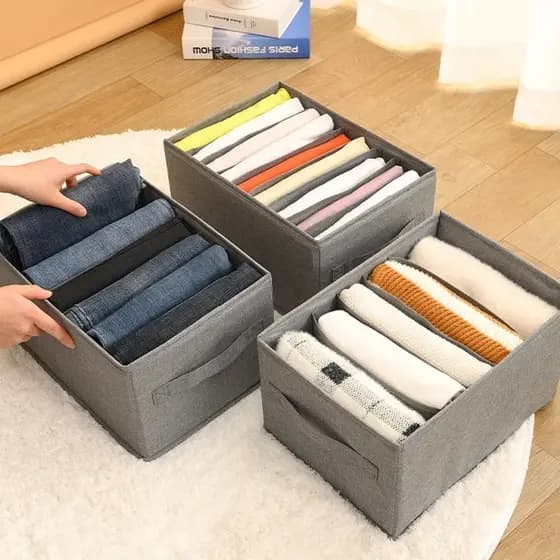 Organizador De Calça Jeans/Organizador De Guarda Roupa Arrumados/Caixa De Armazenamento De Roupas Arrumados/Grade Para Íntimas/Calças/Separador De Roupa,Caixa multifuncional para roupas（Envio em 3 horas）