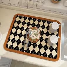 Tapete Escorredor de Louça em Microfibra Super absorvente 40X30CM Dobrável Aparador de Louça Casa Cozinha