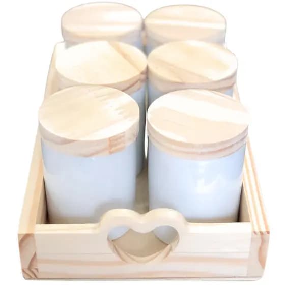 Kit Jogo Porta Condimentos 7 peças - Bandeja + kit 6 potes p/ condimento - Porcelana Branca
