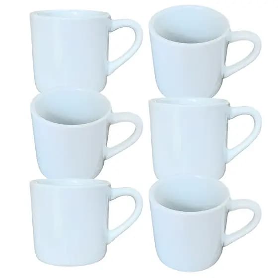Jogo 6 Caneca Xícara 100ml Café Chá Cappuccino - Porcelana
