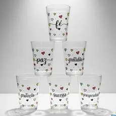 kit Jogo 6 copos Americanos Vidro180ml Várias estampas