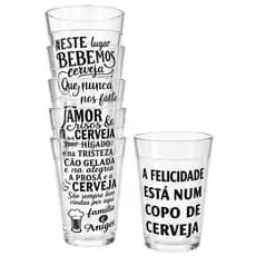 Kit Jogo Copo Americano Vidro 180ml Cerveja 6 Peças
