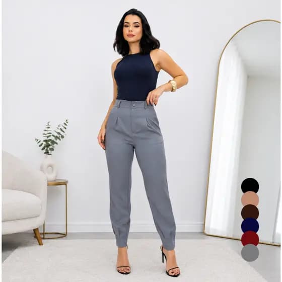 Calça Alfaiataria Feminina Cintura Alta – Casual e Elegante do P ao G1