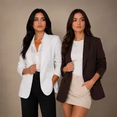 Kit 2 Blazer Feminino Alfaiataria Alongado Max Luxo Casual Básico Social Sport Elegante Tendência Slim Acinturado