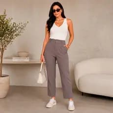 Calça Alfaiataria Feminina Cintura Alta Calça Reta Social Premium Feminina Lisa Elegante Calça Carrot