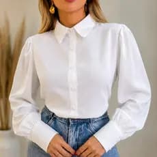Camisa Social Feminina Branca Manga Longa Alfaiataria Classica Elegante Premium Luxo Camisa Botões Branca Feminino