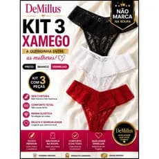 Kit Calcinha DeMillus Xamego Fio Dental Sem Costura Não Marca