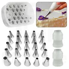 Kit Confeiteiro Com Para Confeitar Bolos Com 25 Bicos inox + 2 Adaptadores para saco de confeitar