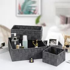 Kit 3/4 Cestos Organizadores de Luxo Multiuso Armazenamento De Roupa Brinquedos Cosméticos