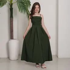 VESTIDO INFANTIL LONGO COM ELASTEX  FEMININO DO 10 AO 16