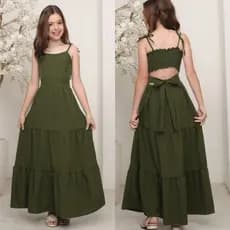 VESTIDO INFANTO JUVENIL DE LAÇOS NAS COSTAS PARA MENINAS