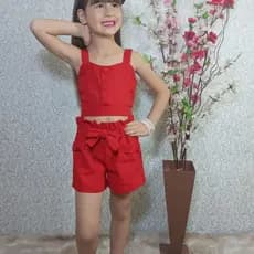 CONJUNTO FEMININO PARA MENINAS SHORTS E BLUSA LINHO PREMIUN