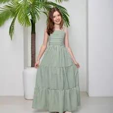 VESTIDO INFANTO JUVENIL PARA MENINAS, ALÇA FINA, LONGO E CONFORTAVEL MODA INFANTIL DO 10 AO 16