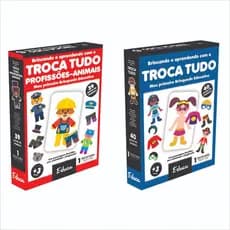 Kit 2 Brinquedos Educativos “Troca Tudo” – Menino e Menina, Profissões e Animais em MDF Pedagógico Infantil
