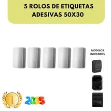 Bobina Etiqueta Térmica Adesiva 50x30mm 5x3cm Compatível Com Impressoras Térmicas (1Coluna) Rolo 100 Etiquetas cada Rolo