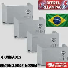 Kit Com 4 Suporte Para Roteador Modem Wi-fi Adesivo Organizador de Cabos de Rede