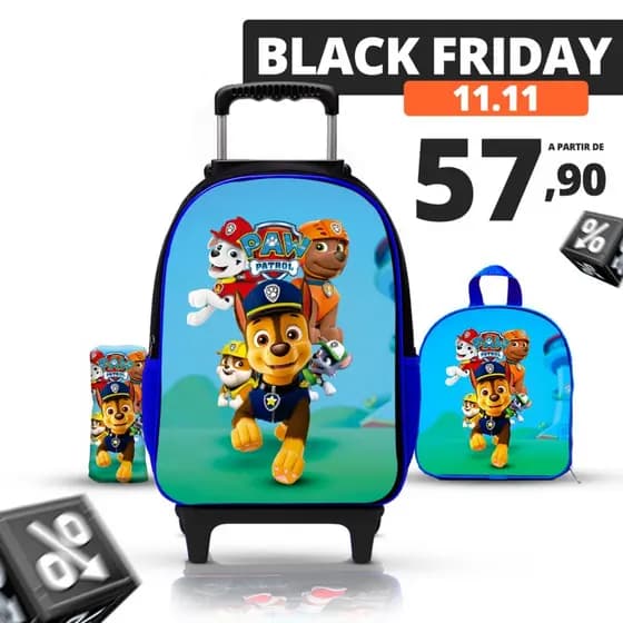 KIT mochila escolar infantil Patrulha canina com lancheira e estojo