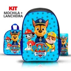KIT mochila escolar infantil Patrulha canina com lancheira e estojo