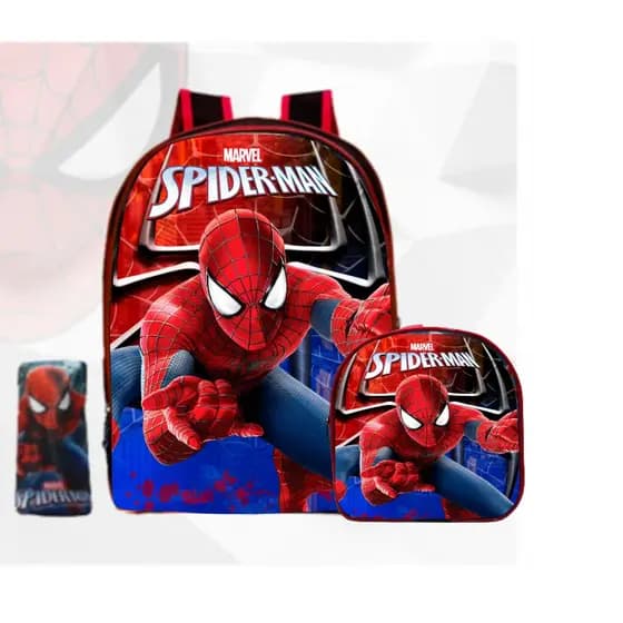 Kit mochila Escolar Infantil Do Homem Aranha Com Lancheira e Estojo