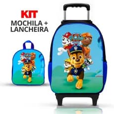 KIT Mochila Escolar Infantil Patrulha Canina Menino de rodinhas com lancheira  - Reforçada