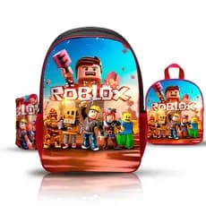 KIT mochila escolar infantil do Roblox com lancheira e estojo de costas