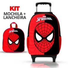 KIT Mochila Escolar Infantil Homem Aranha Menino de rodinhas com lancheira  - Reforçada