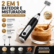 Mini Batedor Mixer Elétrico Recarregável USB 2 em 1 Espumador de Leite Mixer para Café Cremoso