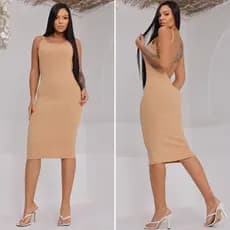 Vestido Midi Alcinha Costa Nua Verão Moda Tendencia Praia Festival