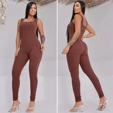 Macacão Feminino Regata Justo Anarruga Tendência Premium Fitness Modelador
