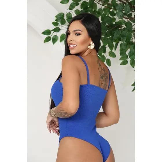 Body Feminino Decote Reto Alcinha Tecido Anarruga Basico Verão Maiô Liso
