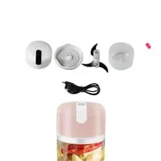 Mini Processador Elétrico de Alimentos Portátil com 3 lâminas de aço inox USB 250 ml Bivolt